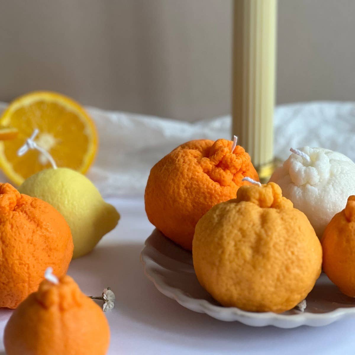 Soy Wax Orange Shaped Unscented Candle | Small | 2 Colours Available