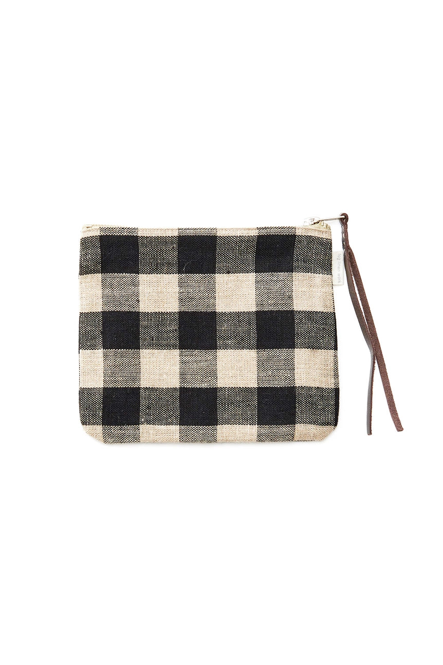 Canna Linen Pouch | Black Natural Check | 2 Sizes Available