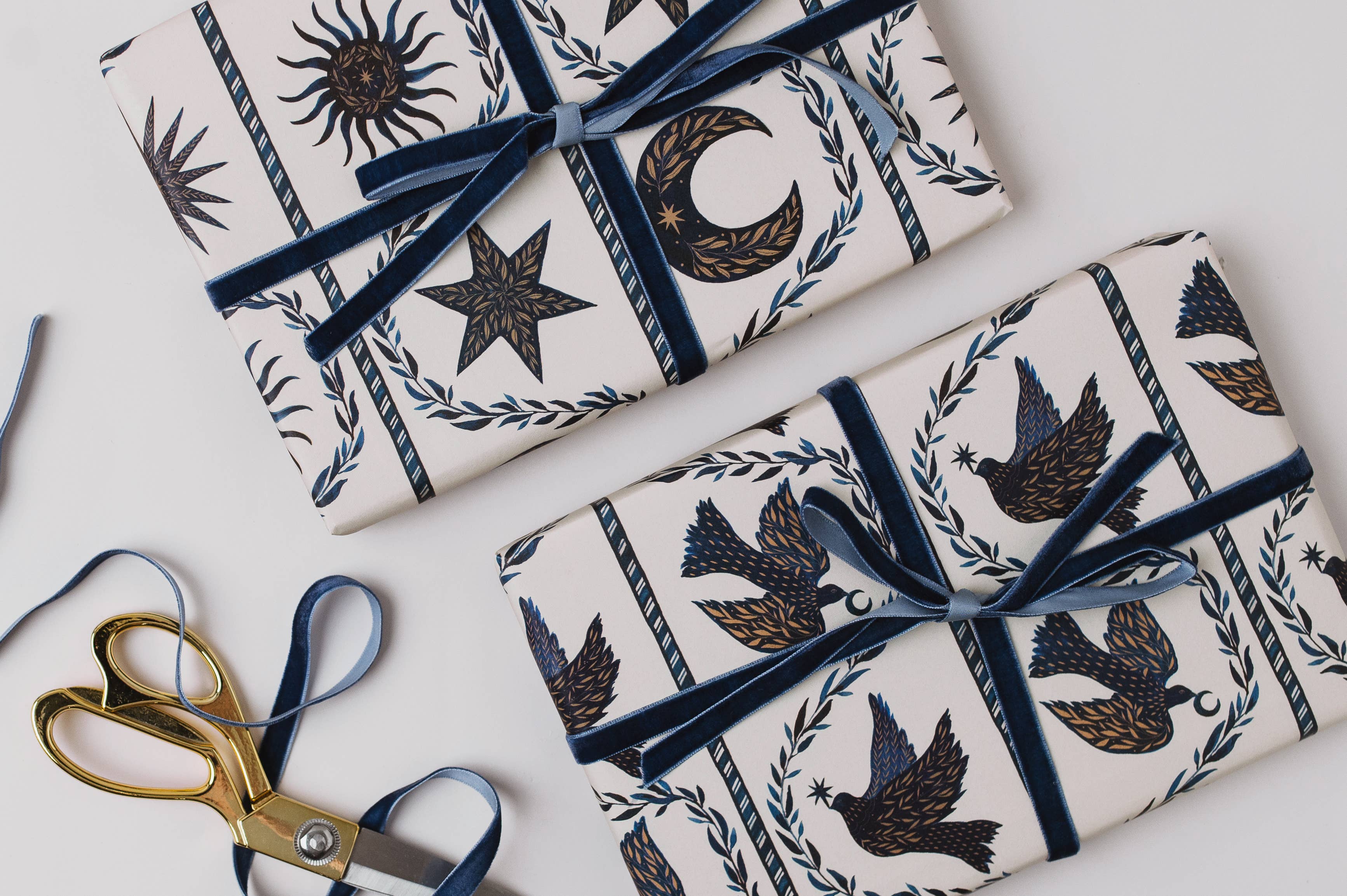 BLUE MOON STARS SUN BOTANICAL LUXURY GIFT WRAP