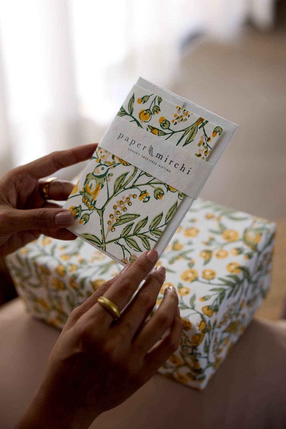 Block Printed Greeting Card | Song Birds Sunshine