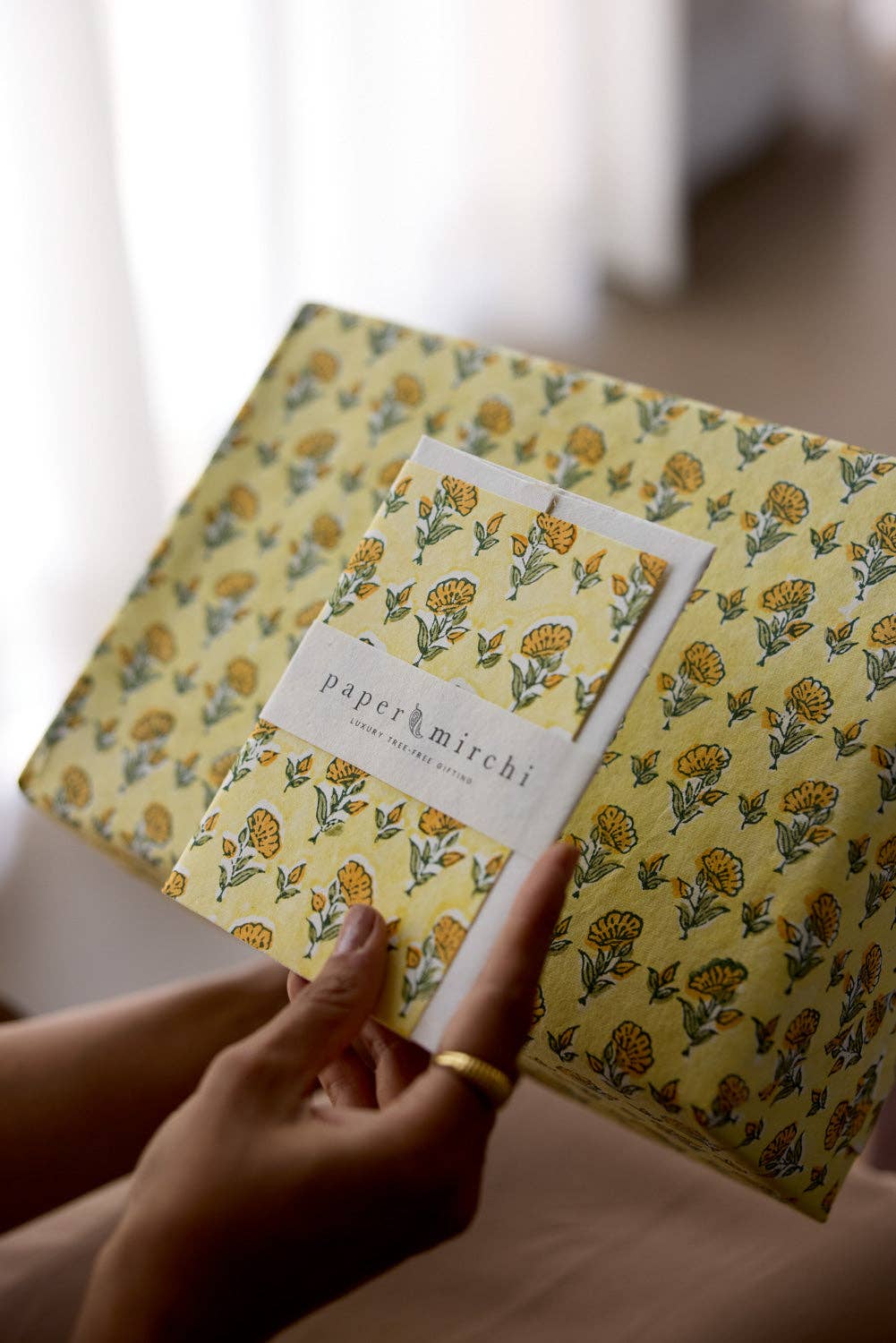 Block Printed Greeting Card | Ditsy Floral Sunshine