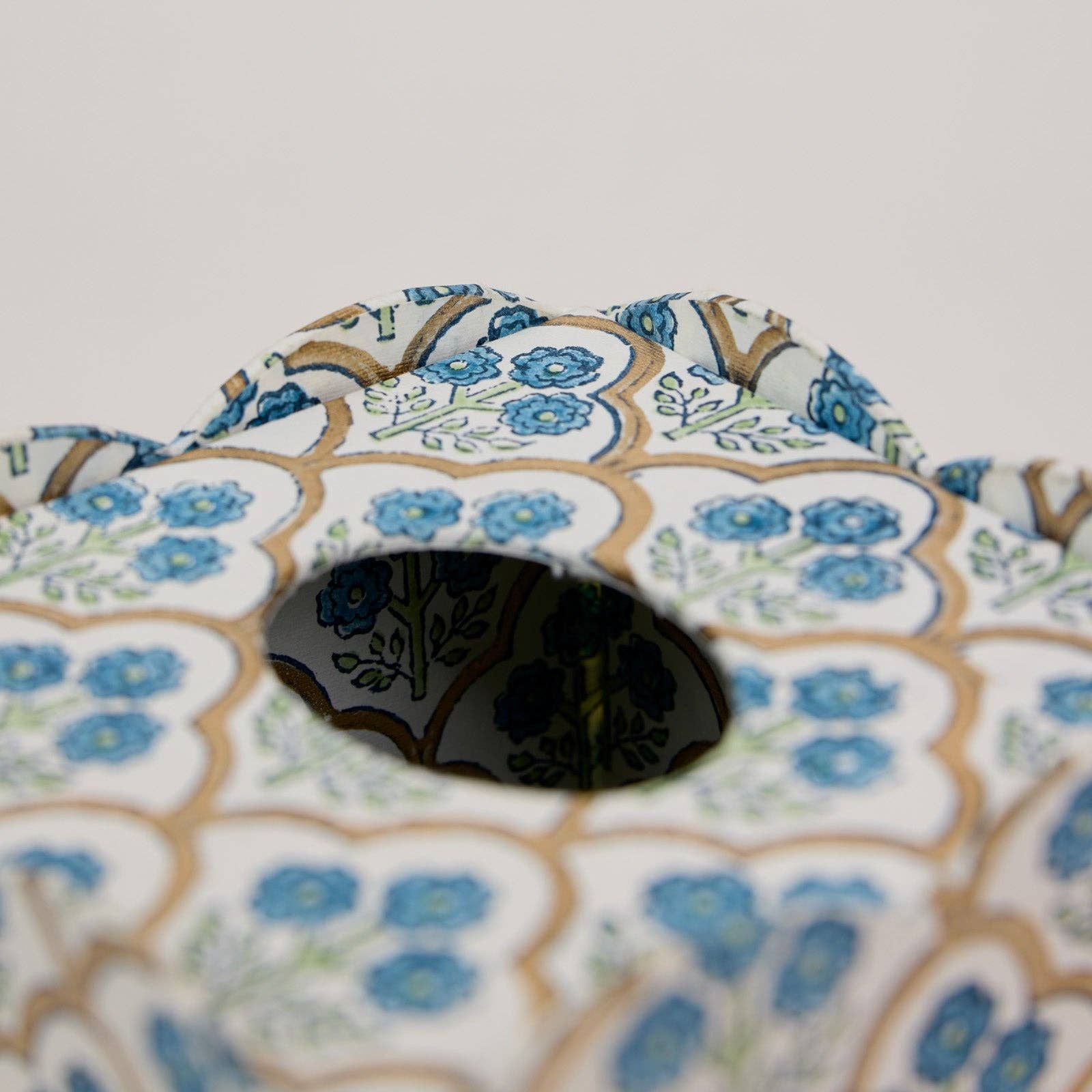 Block Printed Tissue Box - Trellis Indigo