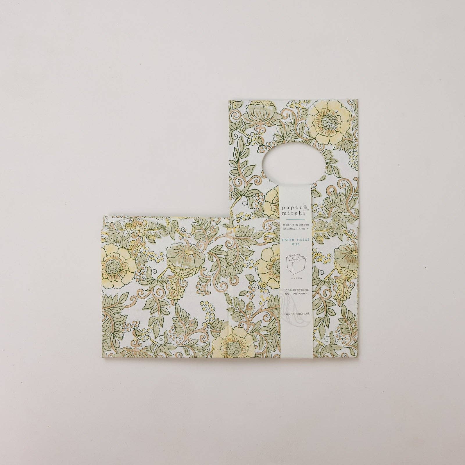 Block Printed Tissue Box - Wild Rose Buttercream