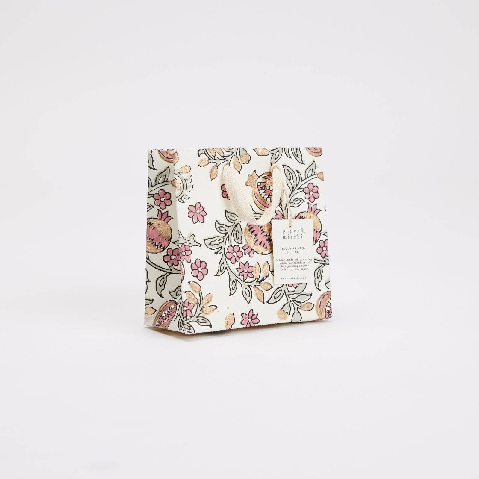 Block Printed Gift Bags | Pink Earth | 3 Designs Available| Small