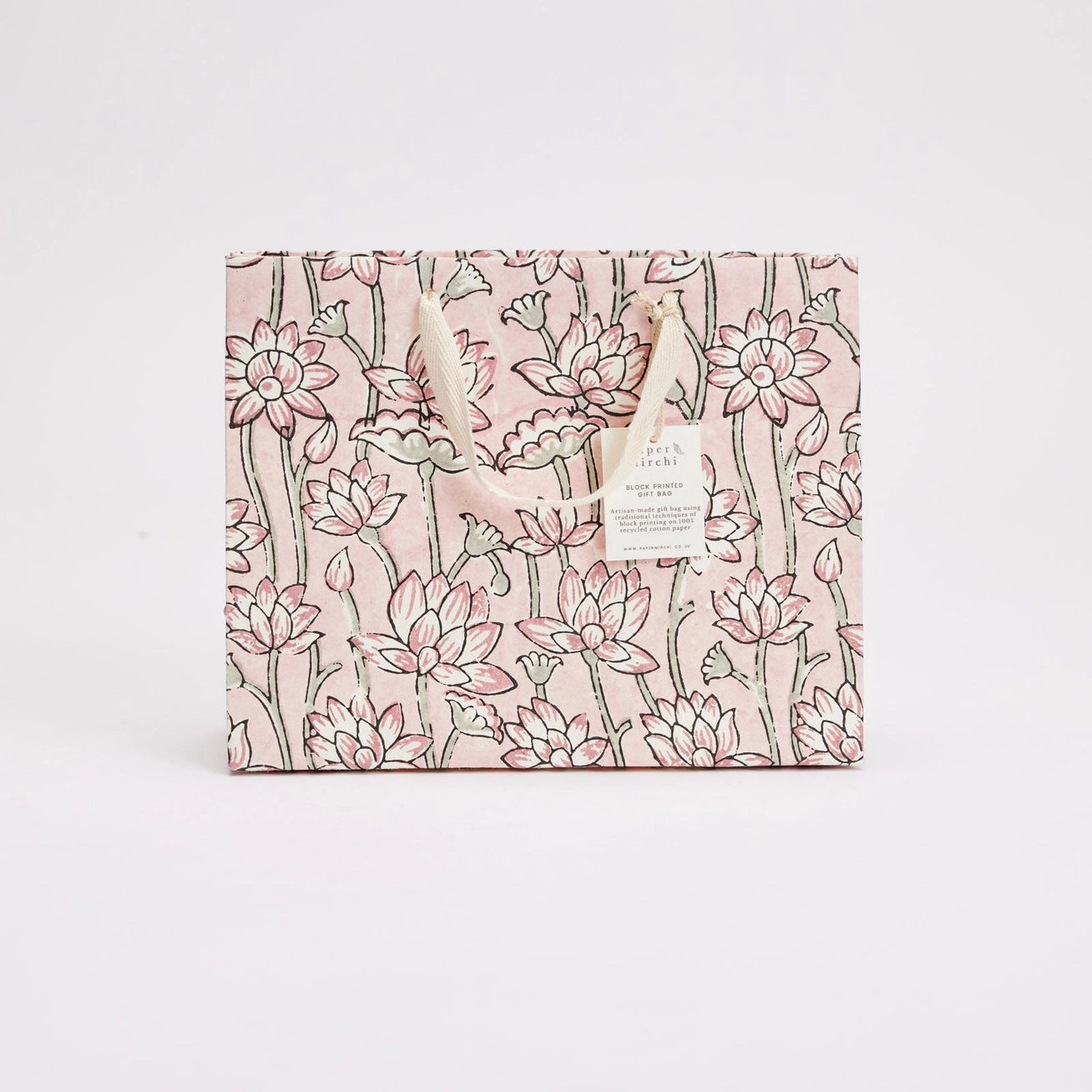 Block Printed Gift Bags | 3 Designs Available | Pink Earth | Medium