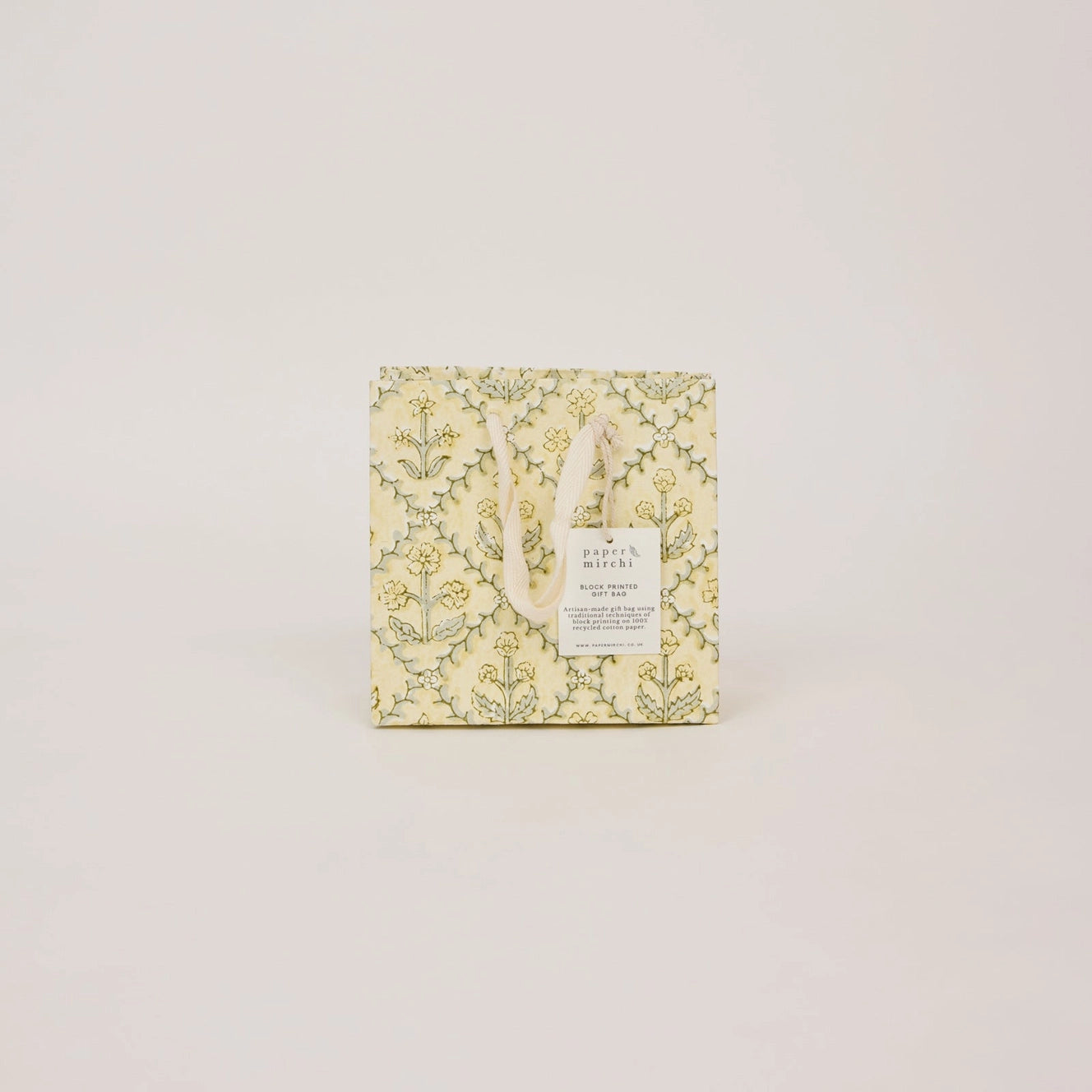Block Printed Gift Bags | Buttercream | 3 Designs & 2 Sizes Available