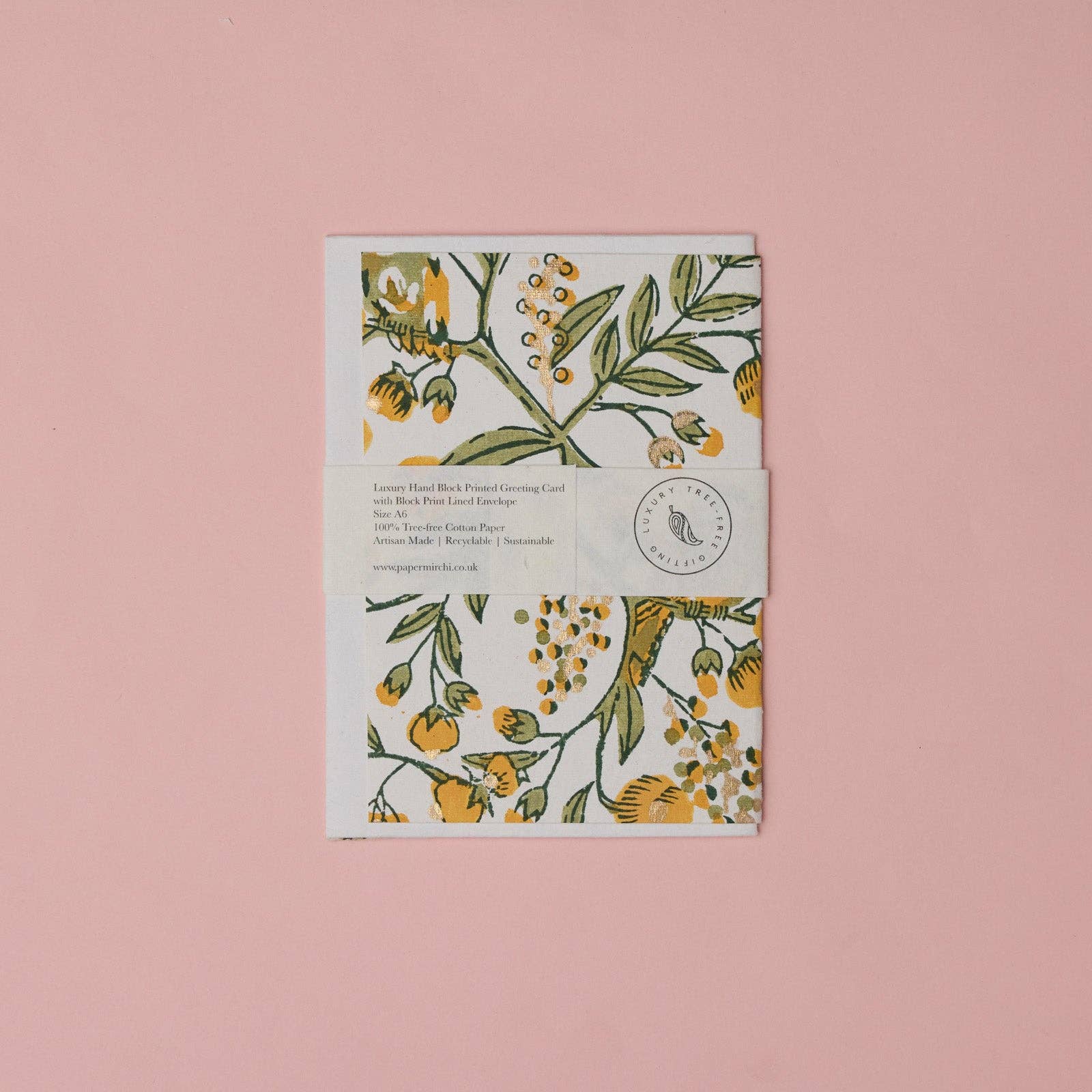 Block Printed Greeting Card | Song Birds Sunshine