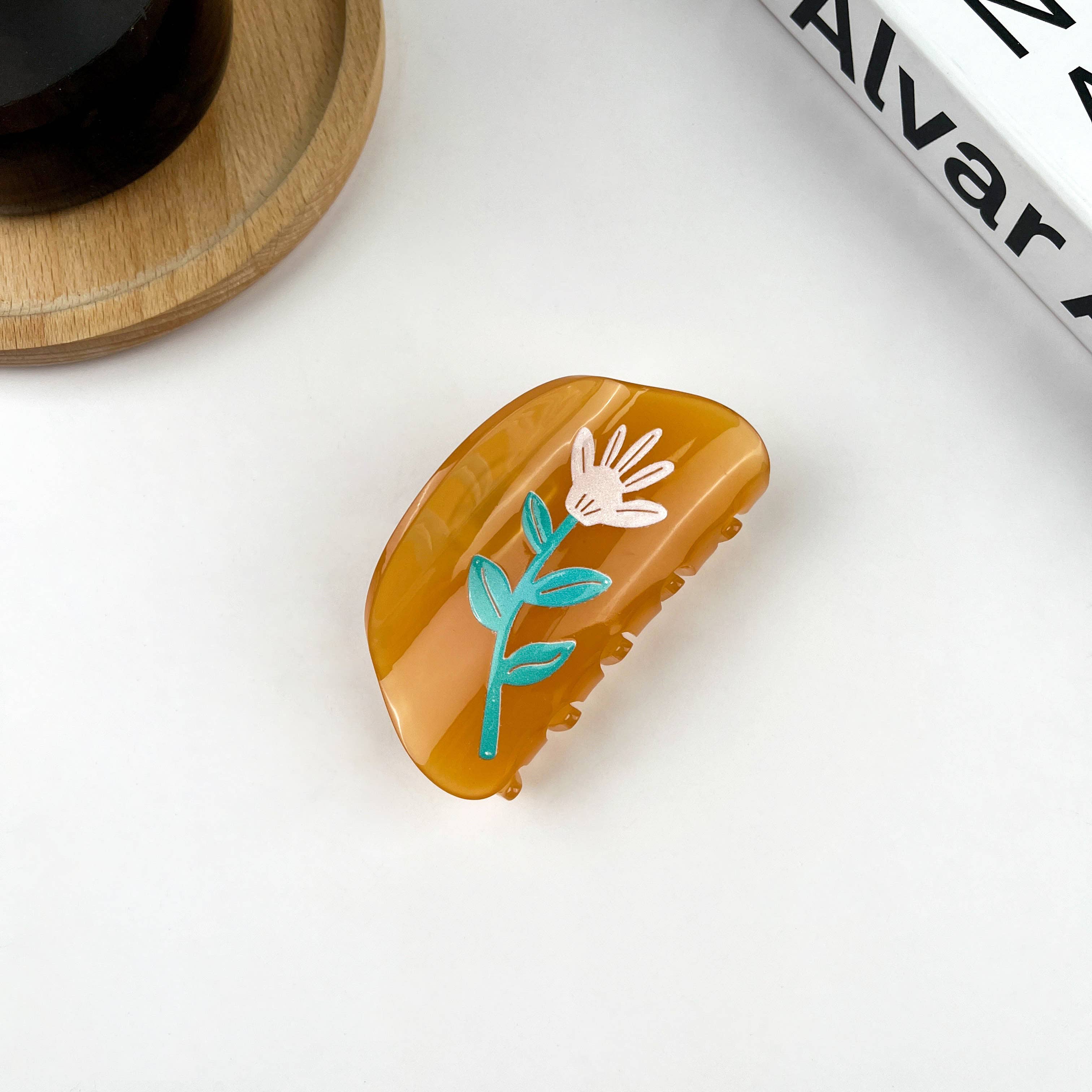 Brown Flower Hair Claw