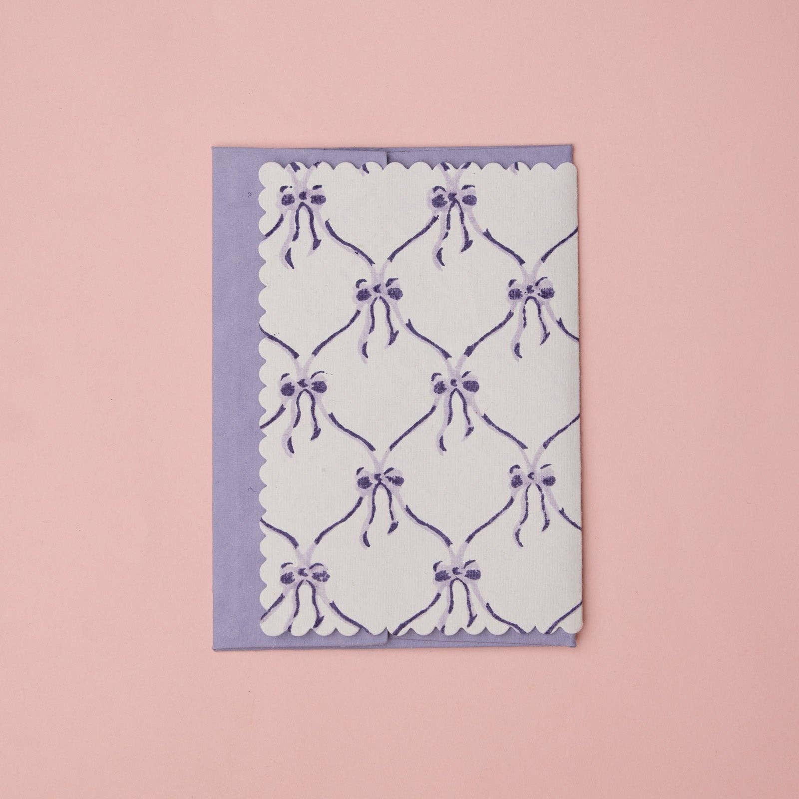 'Happy Birthday' Block Printed Greeting Card | Bows Violet Meringue
