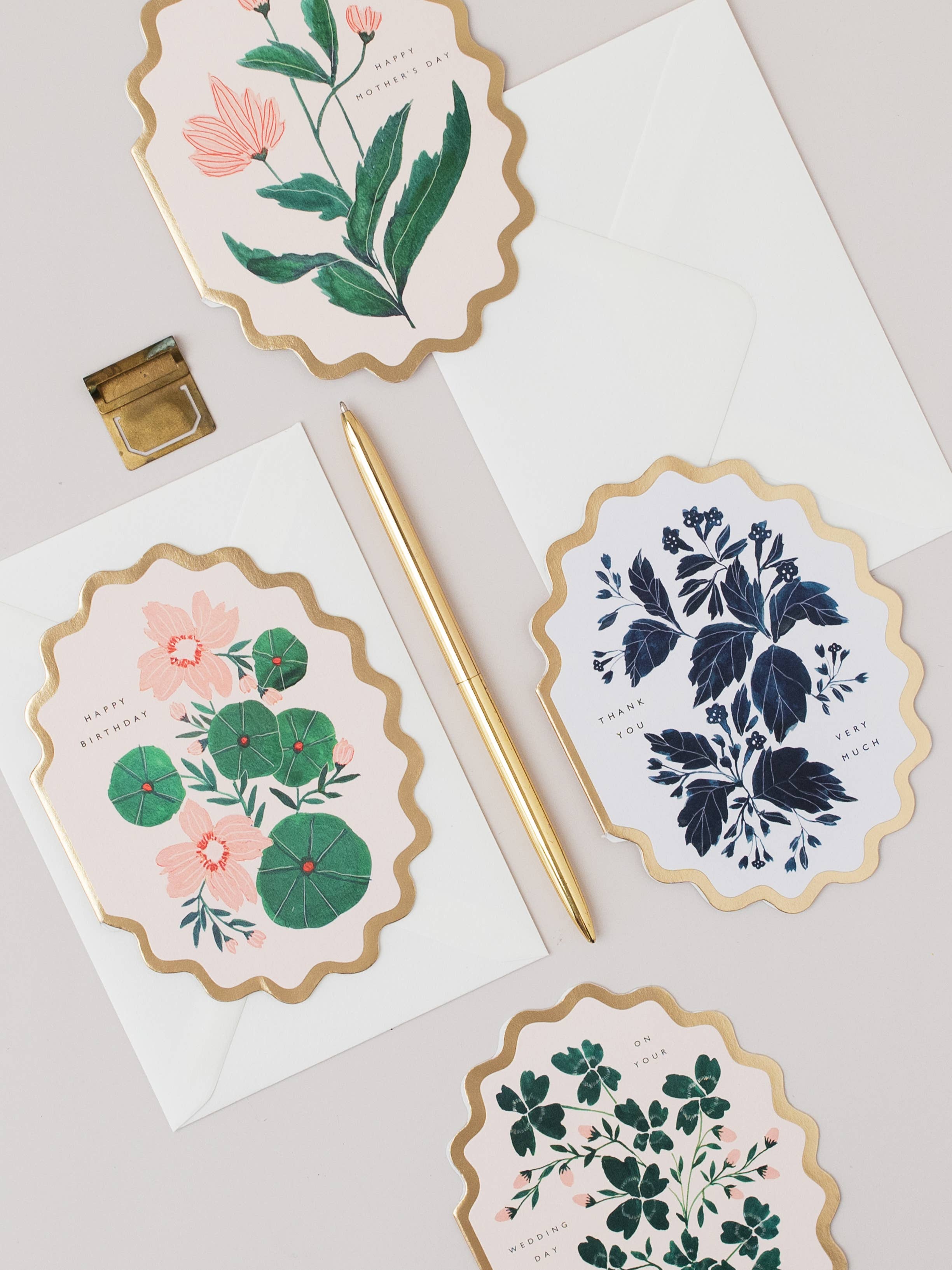 HAPPY BIRTHDAY BOTANICAL SCALLOP DIE CUT CARD