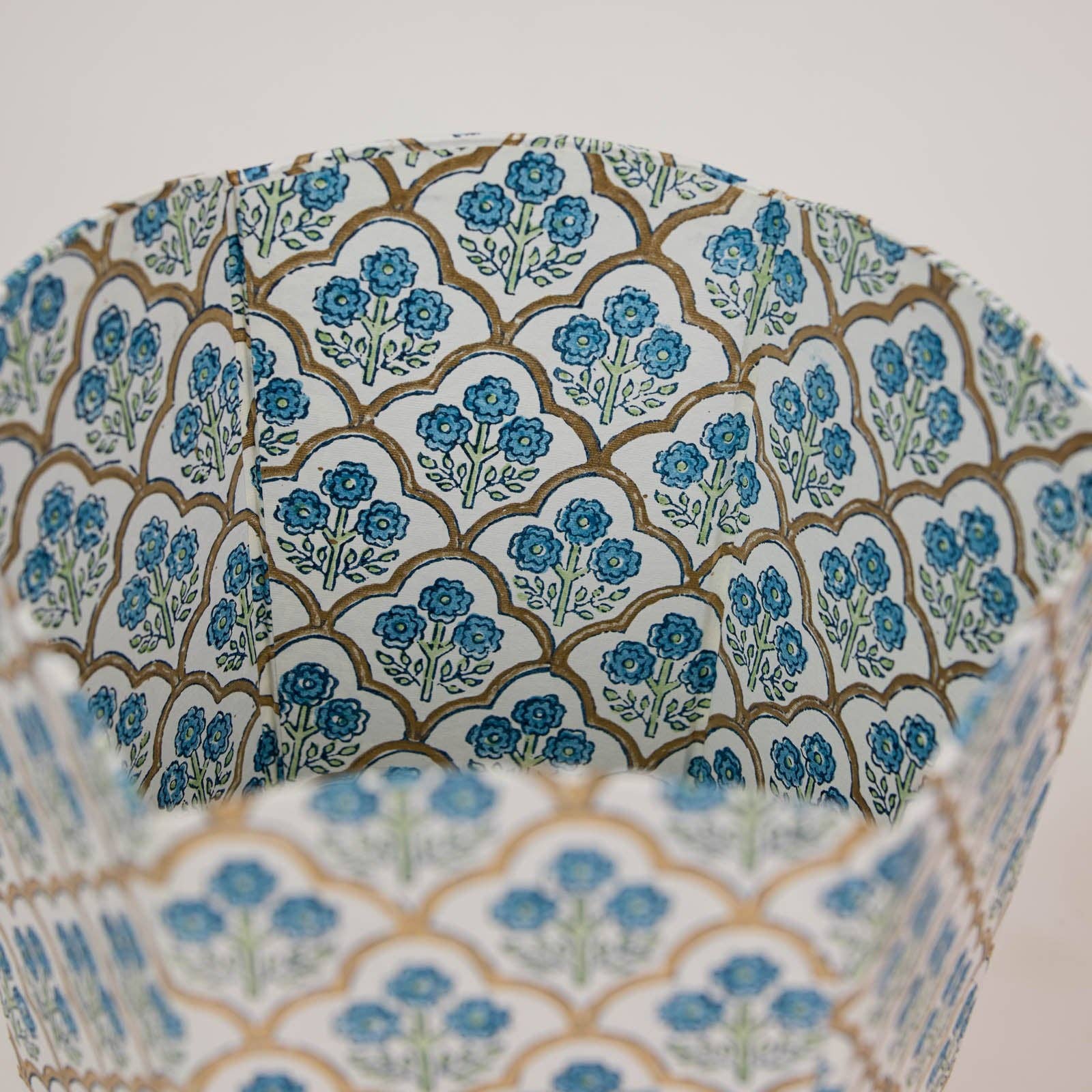 Block Printed Waste Paper Basket | Trellis Indigo