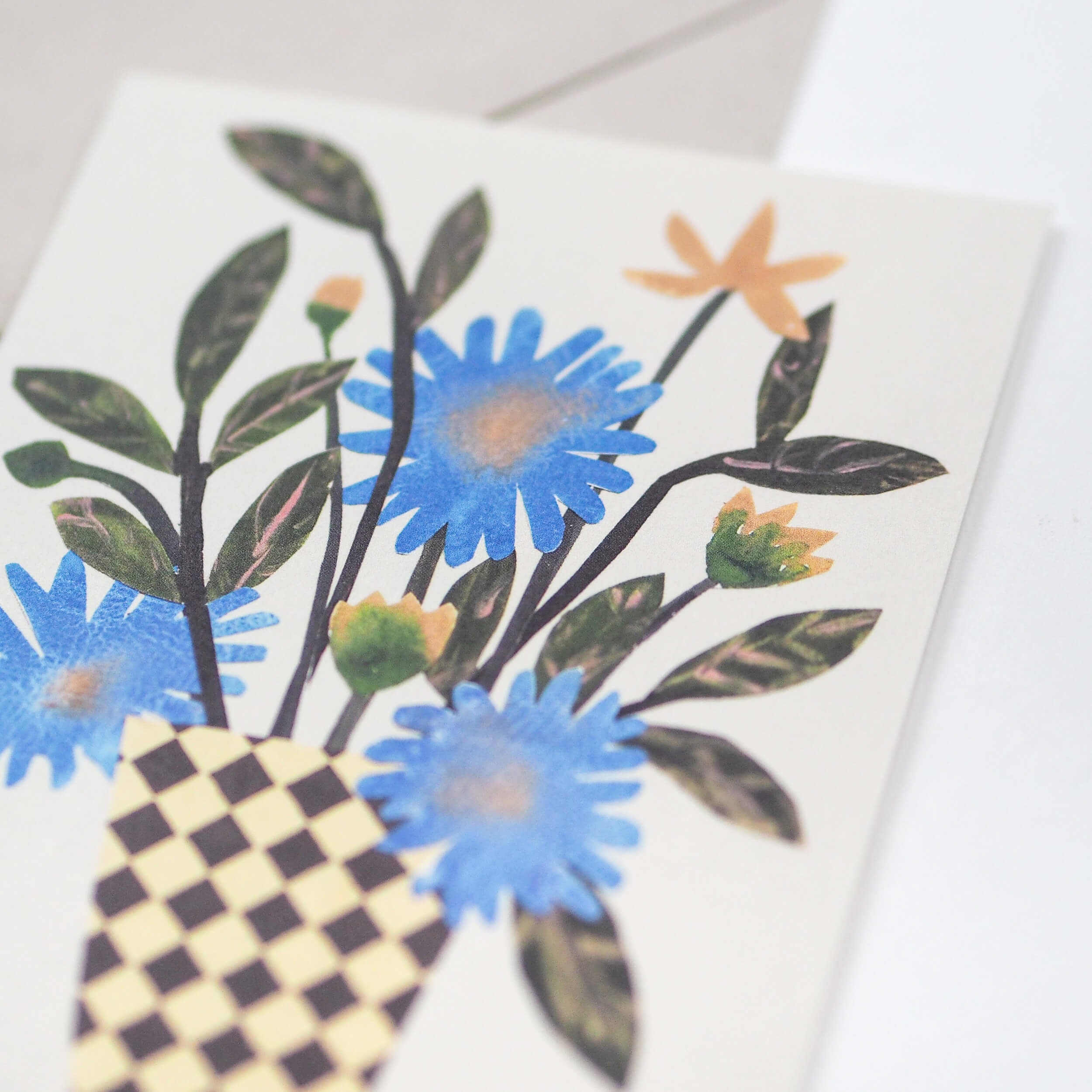 Chequered Vase Greetings Card
