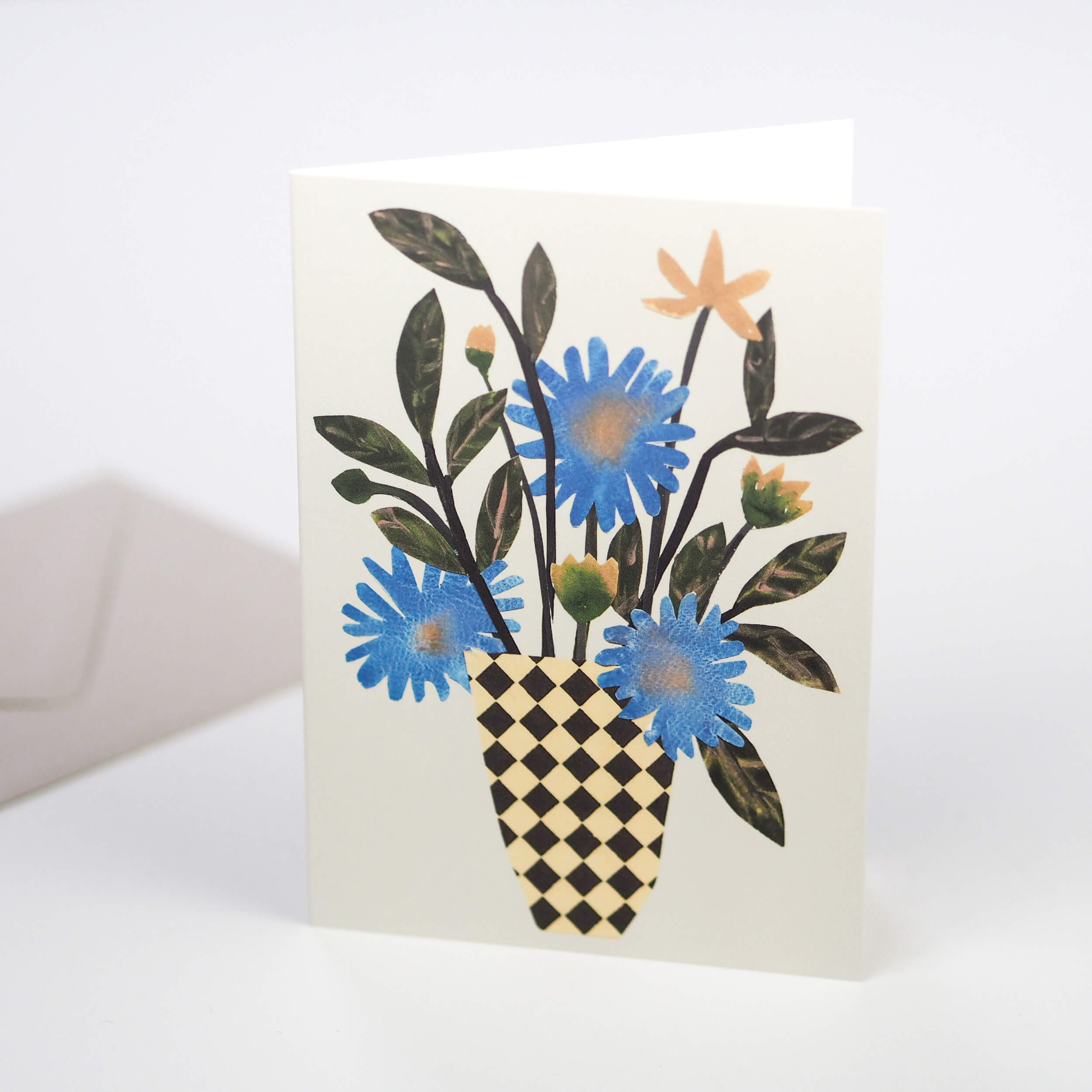 Chequered Vase Greetings Card