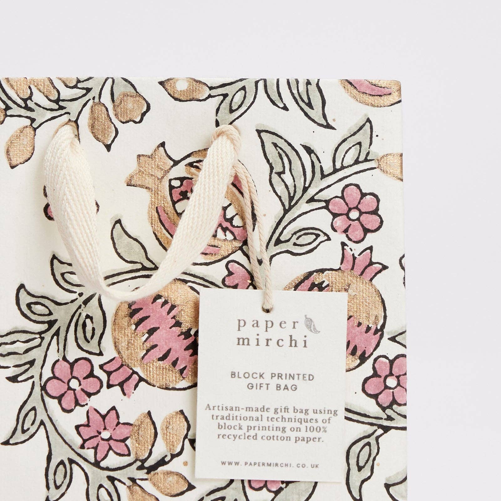 Block Printed Gift Bags | Pink Earth | 3 Designs Available| Small