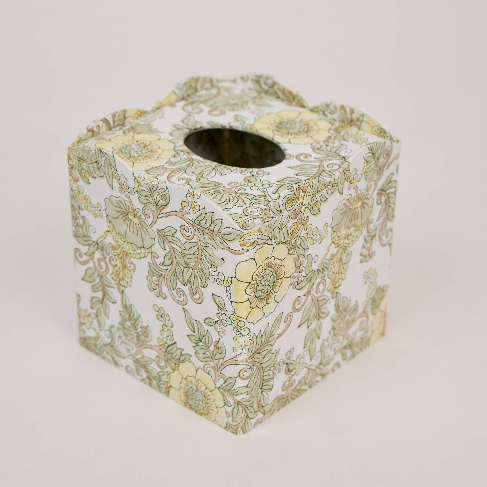 Block Printed Tissue Box - Wild Rose Buttercream