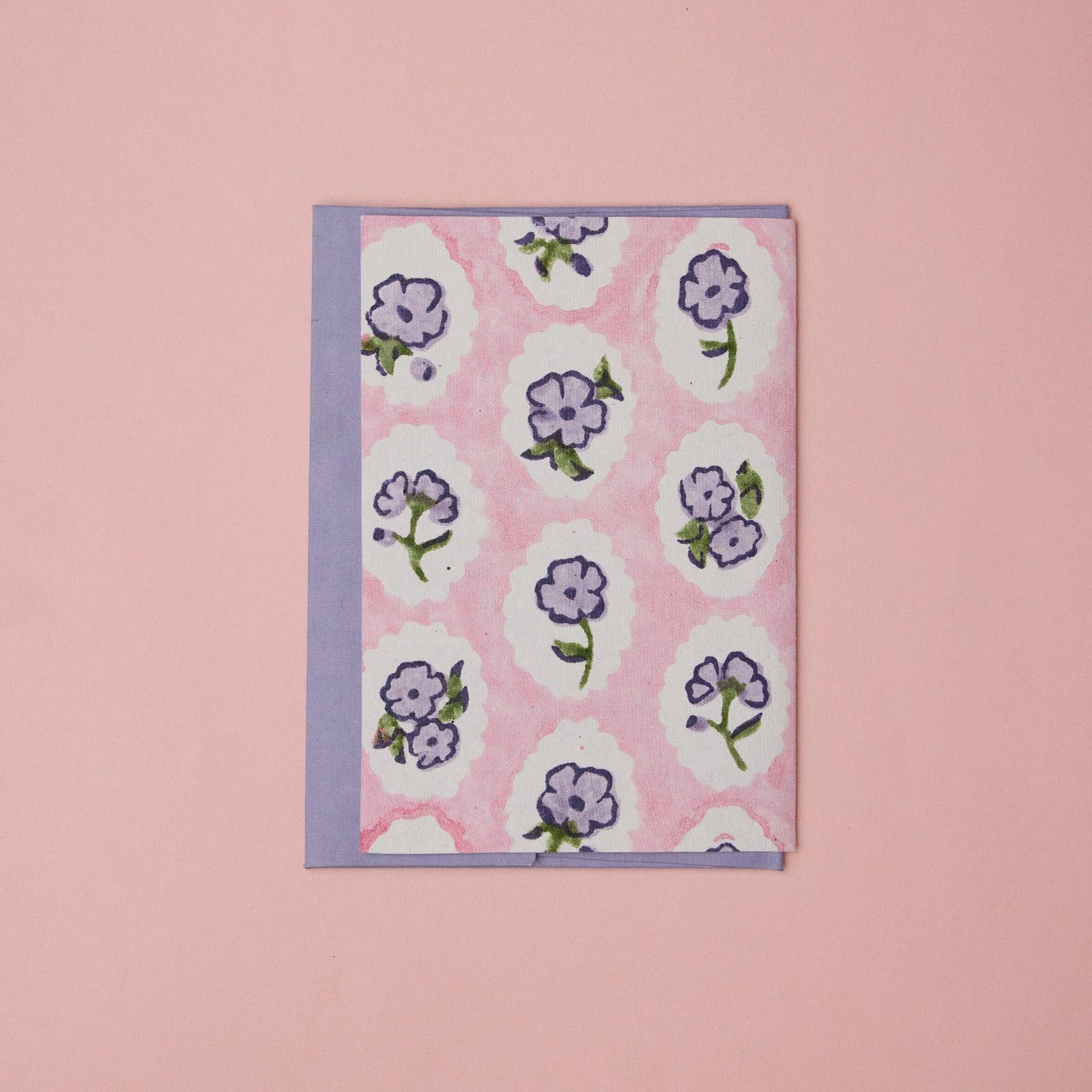 Block Printed Greeting Card | Scallop Tiles Violet Meringue