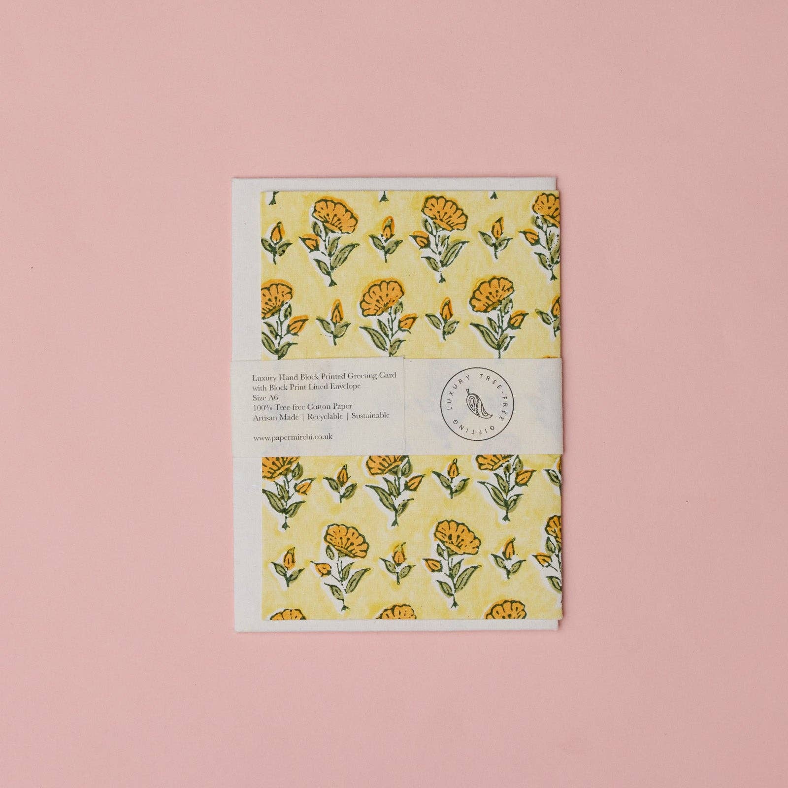 Block Printed Greeting Card | Ditsy Floral Sunshine