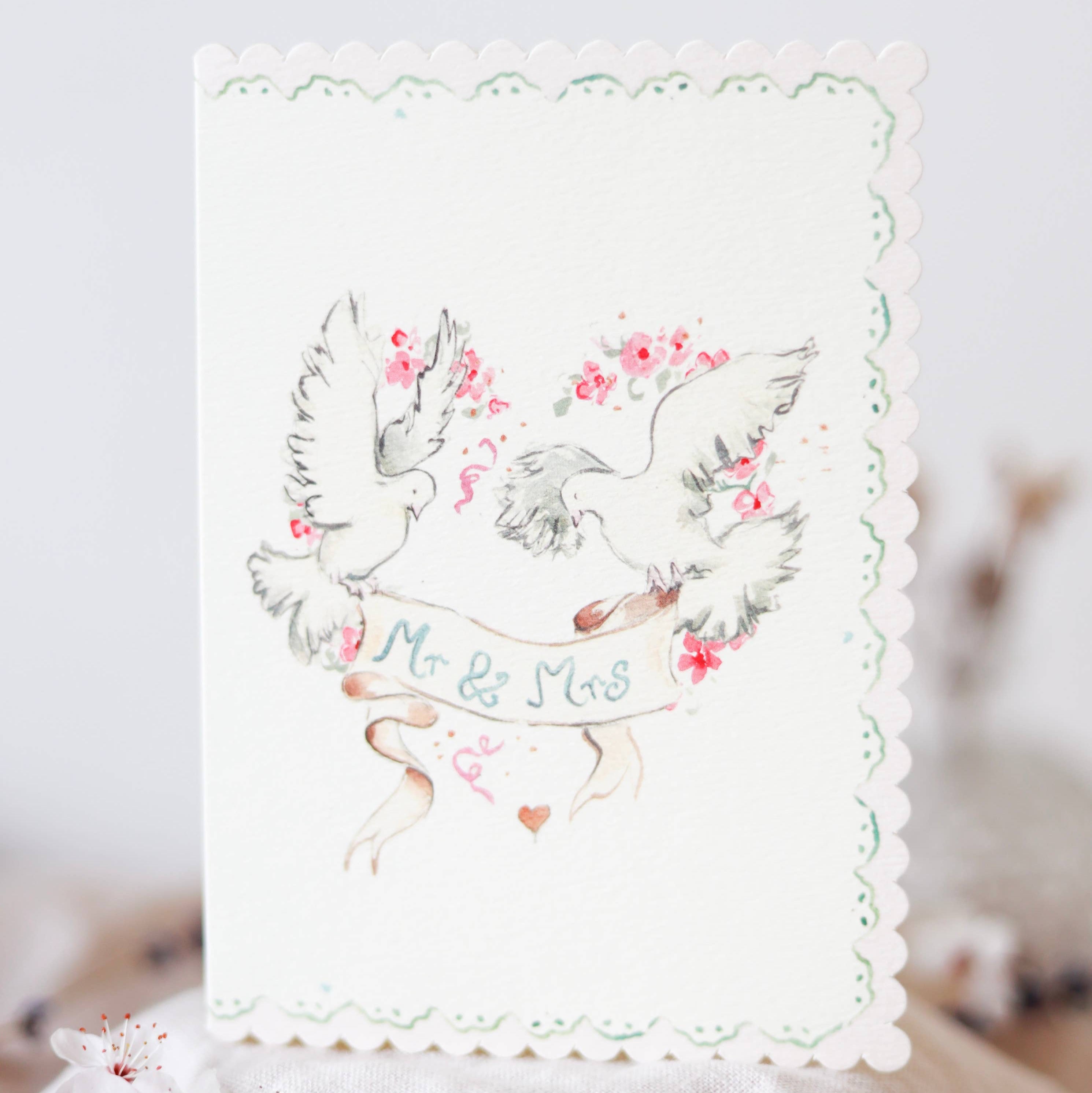 Mr & Mrs - scalloped edge card