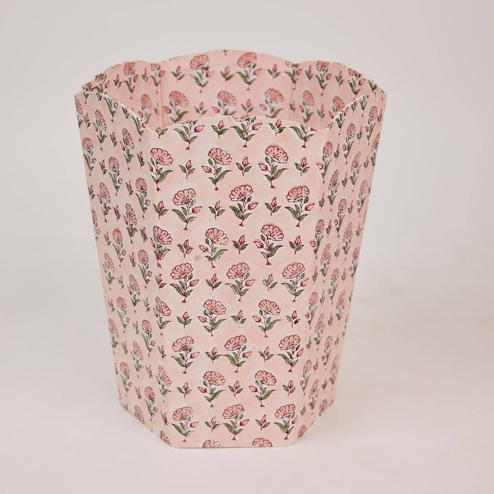 Block Printed Waste Paper Basket | Ditsy Floral Blush