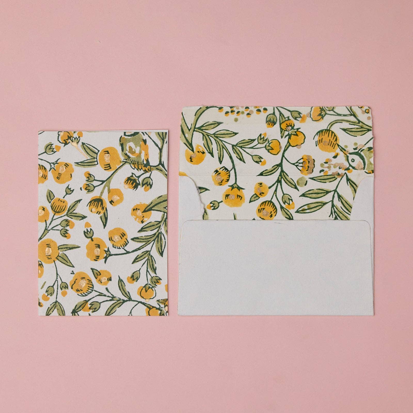 Block Printed Greeting Card | Song Birds Sunshine