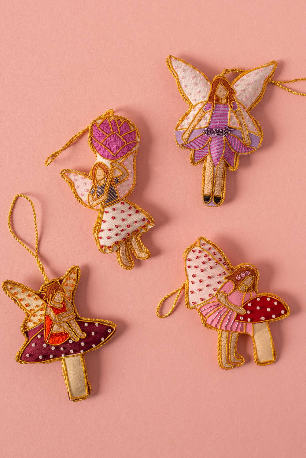 Beaded Fairy Holding a Flower Decoration
