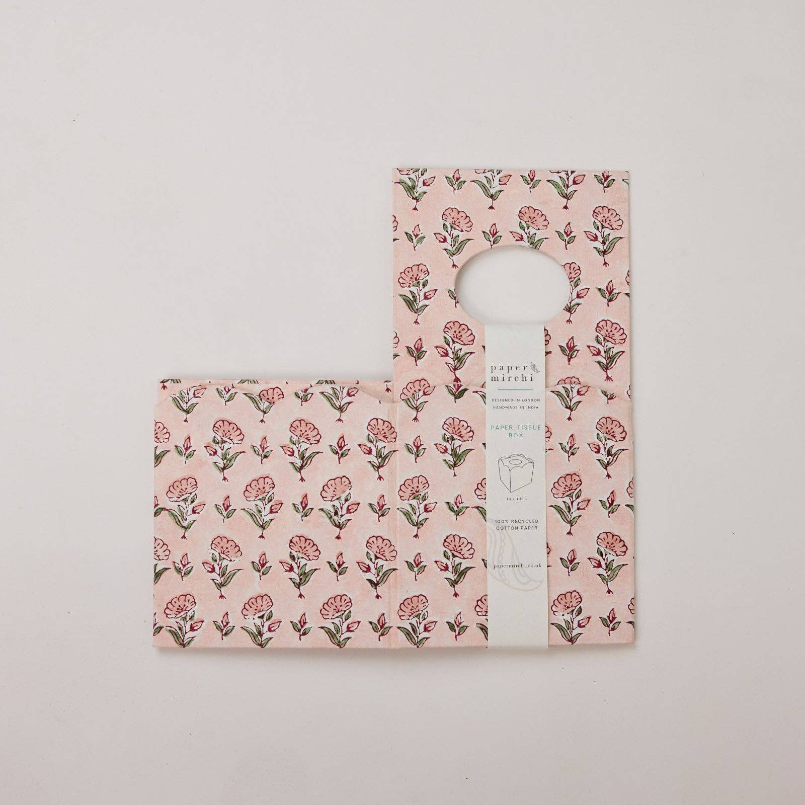 Block Printed Tissue Box - Ditsy Floral Blush