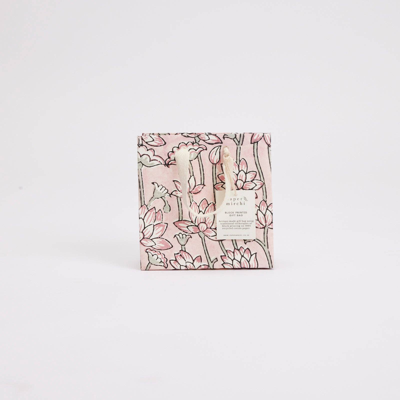 Block Printed Gift Bags | Pink Earth | 3 Designs Available| Small