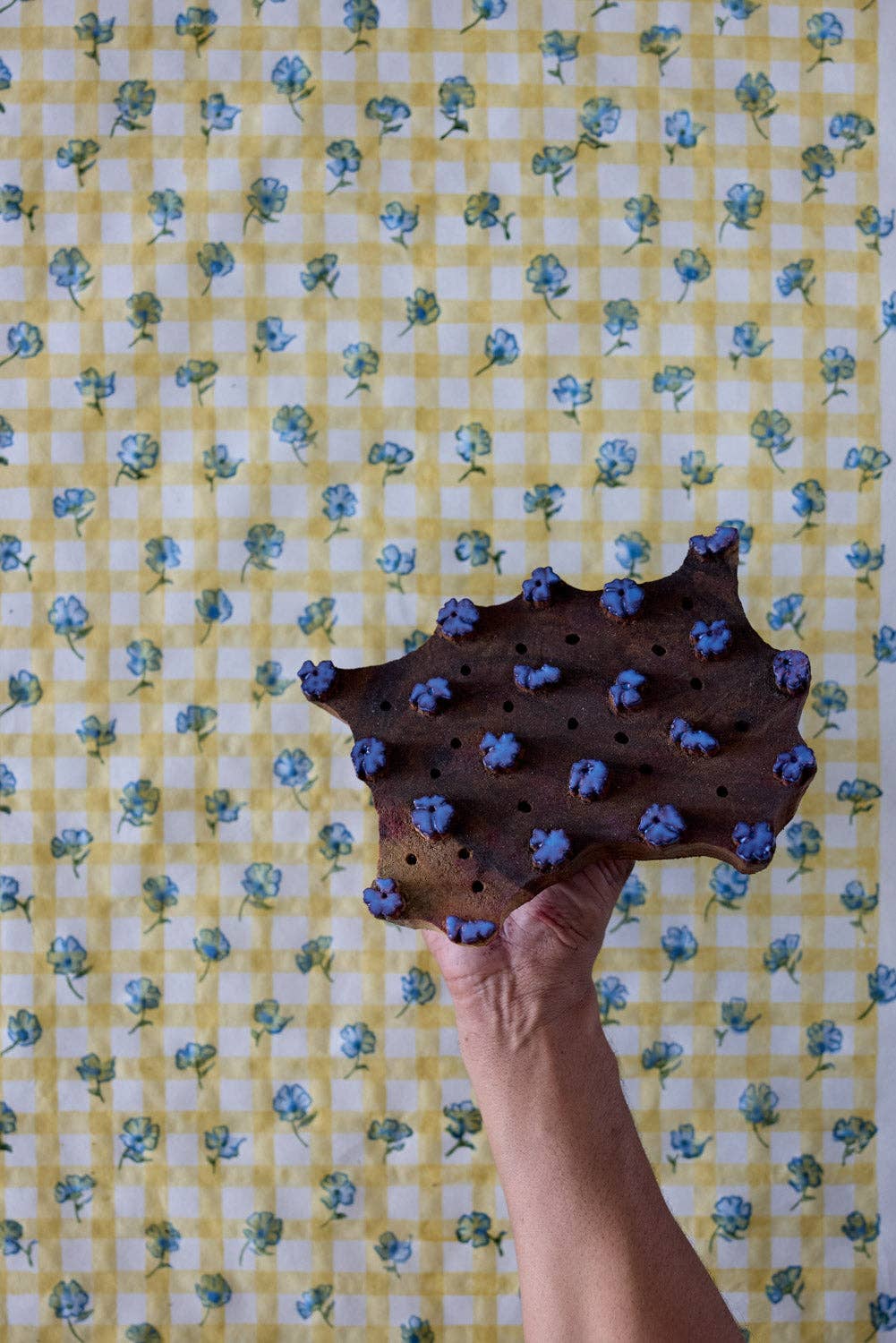 Block Printed Wrapping Paper Sheet | Gingham Alaska