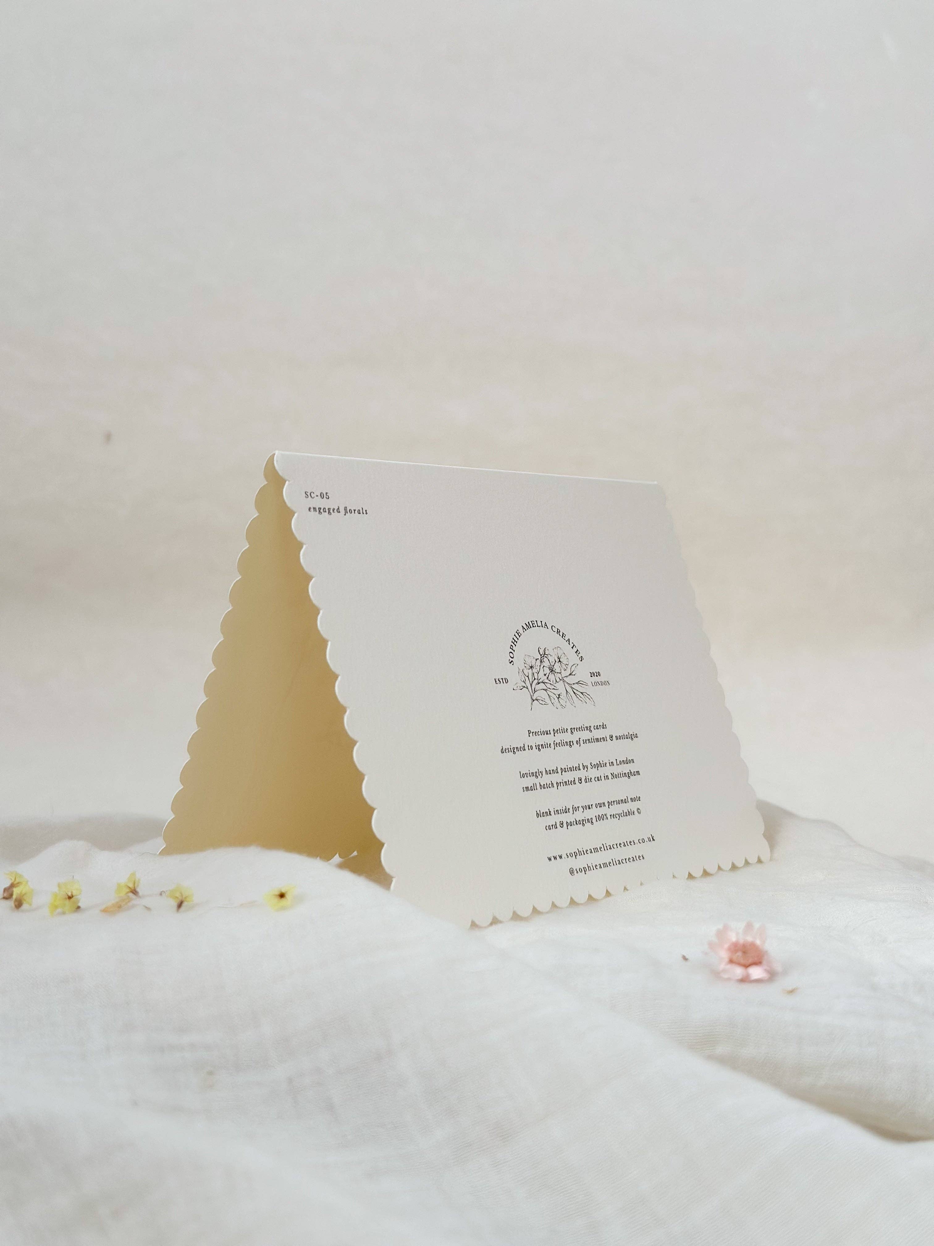 Engaged florals - scalloped edge card