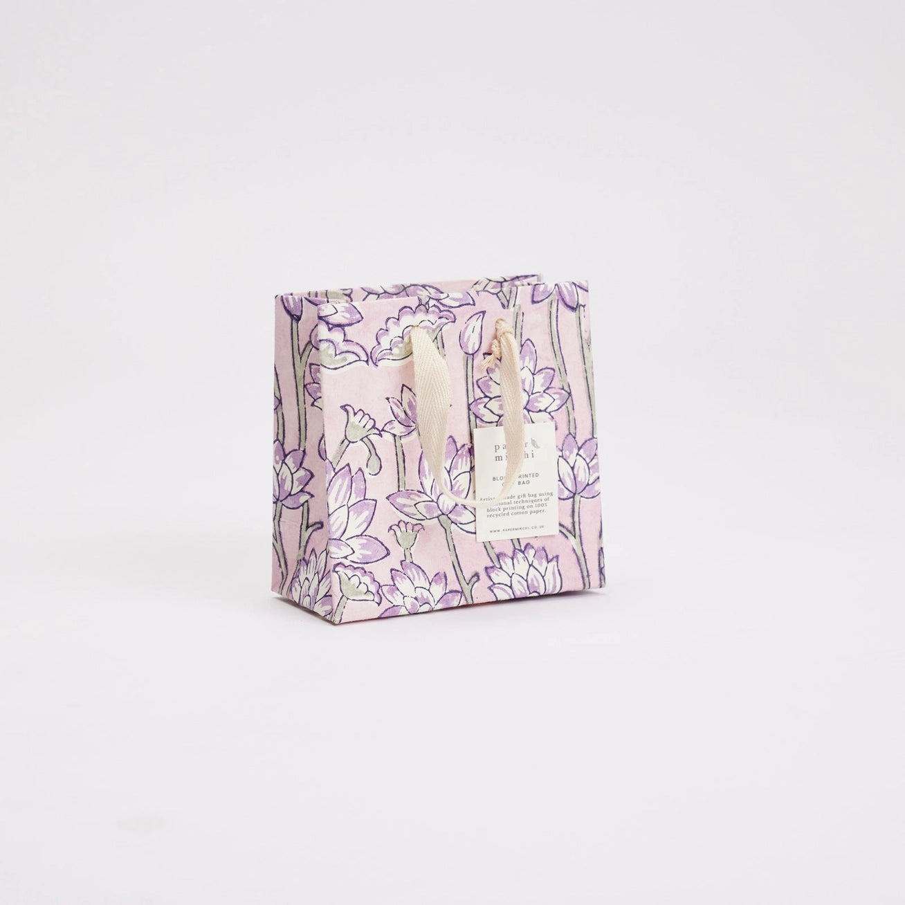 Block Printed Gift Bags | 3 Designs & 2 Sizes Available | Lavender
