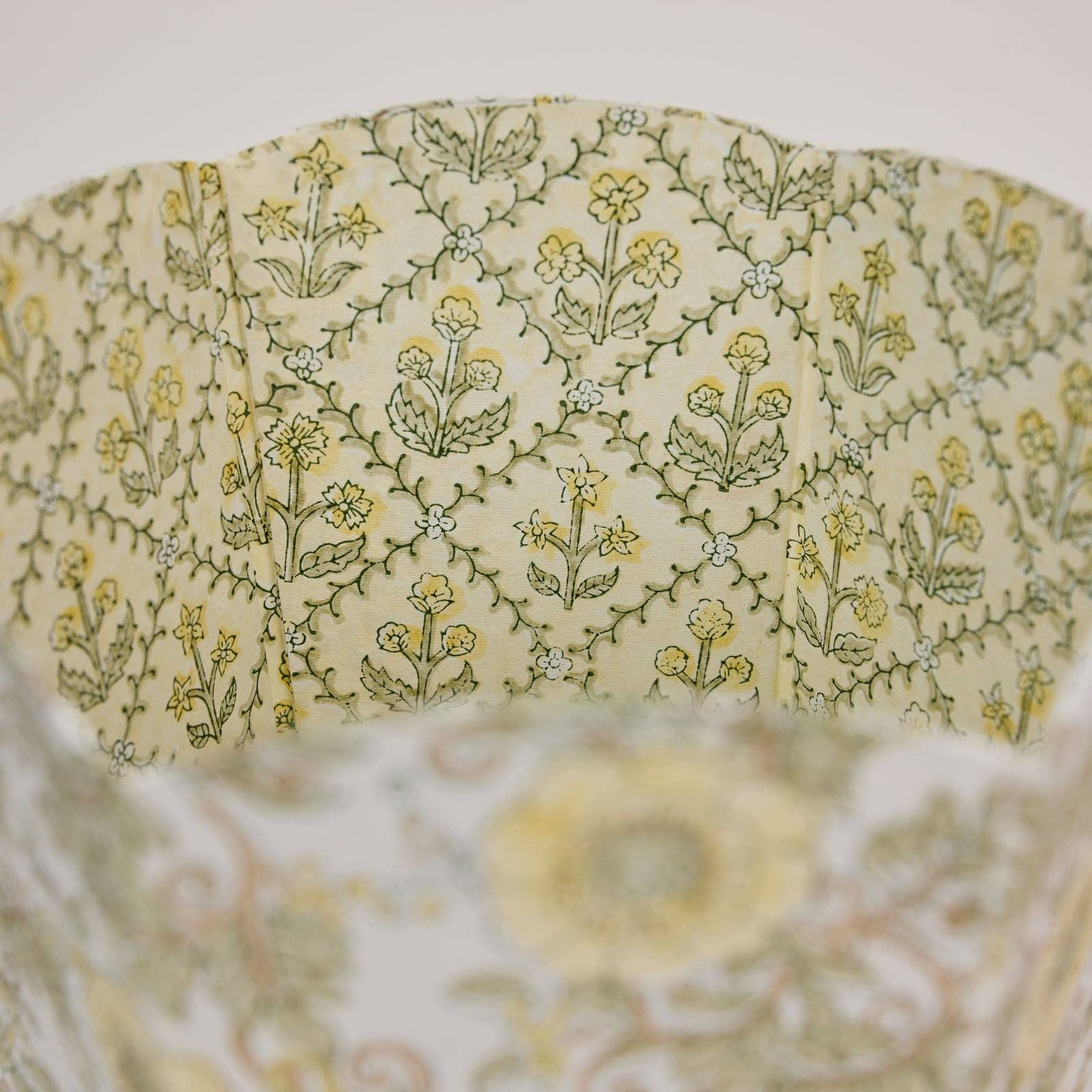 Block Printed Waste Paper Basket | Wild Rose Buttercream