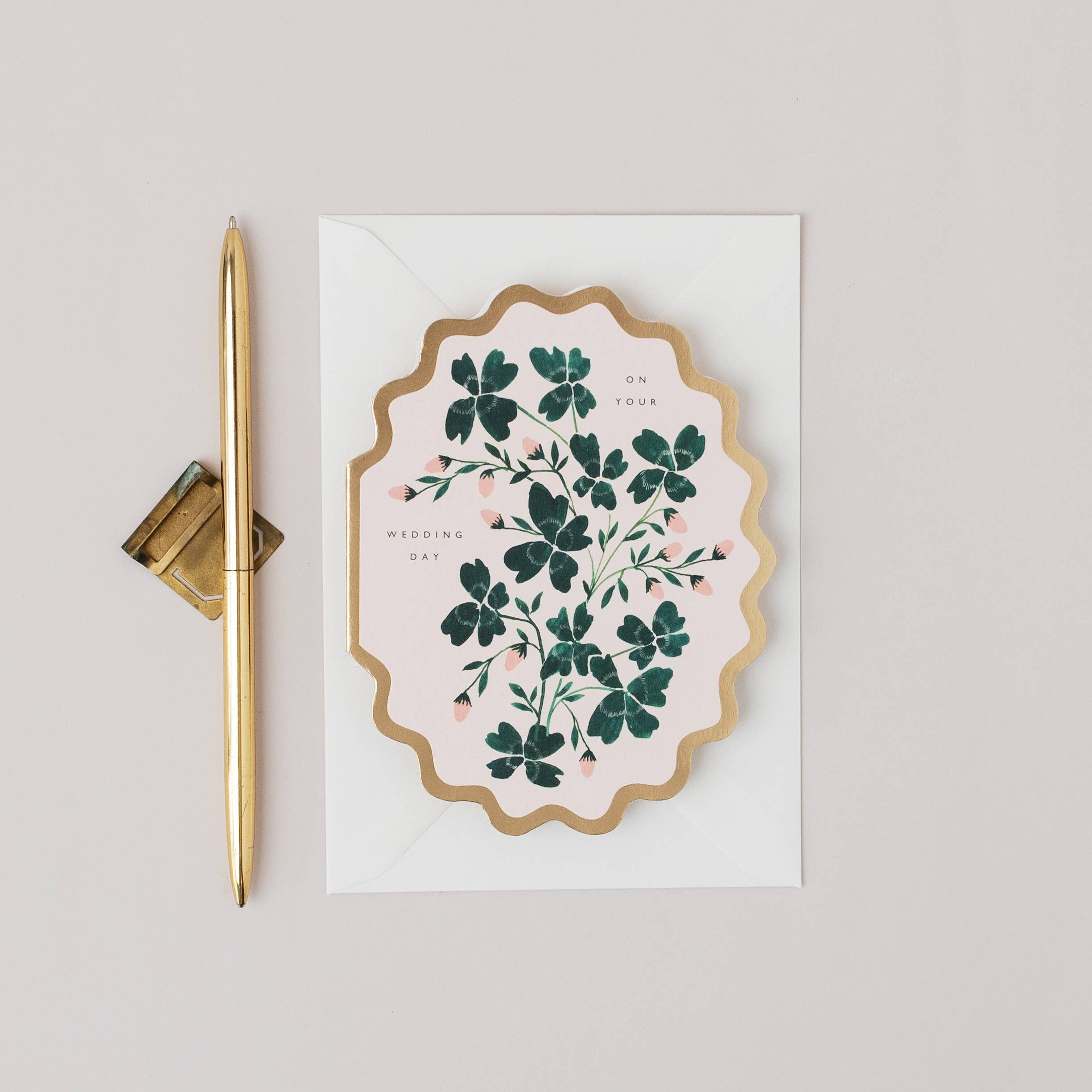 ON YOUR WEDDING DAY BOTANICAL SCALLOP DIE CUT CARD