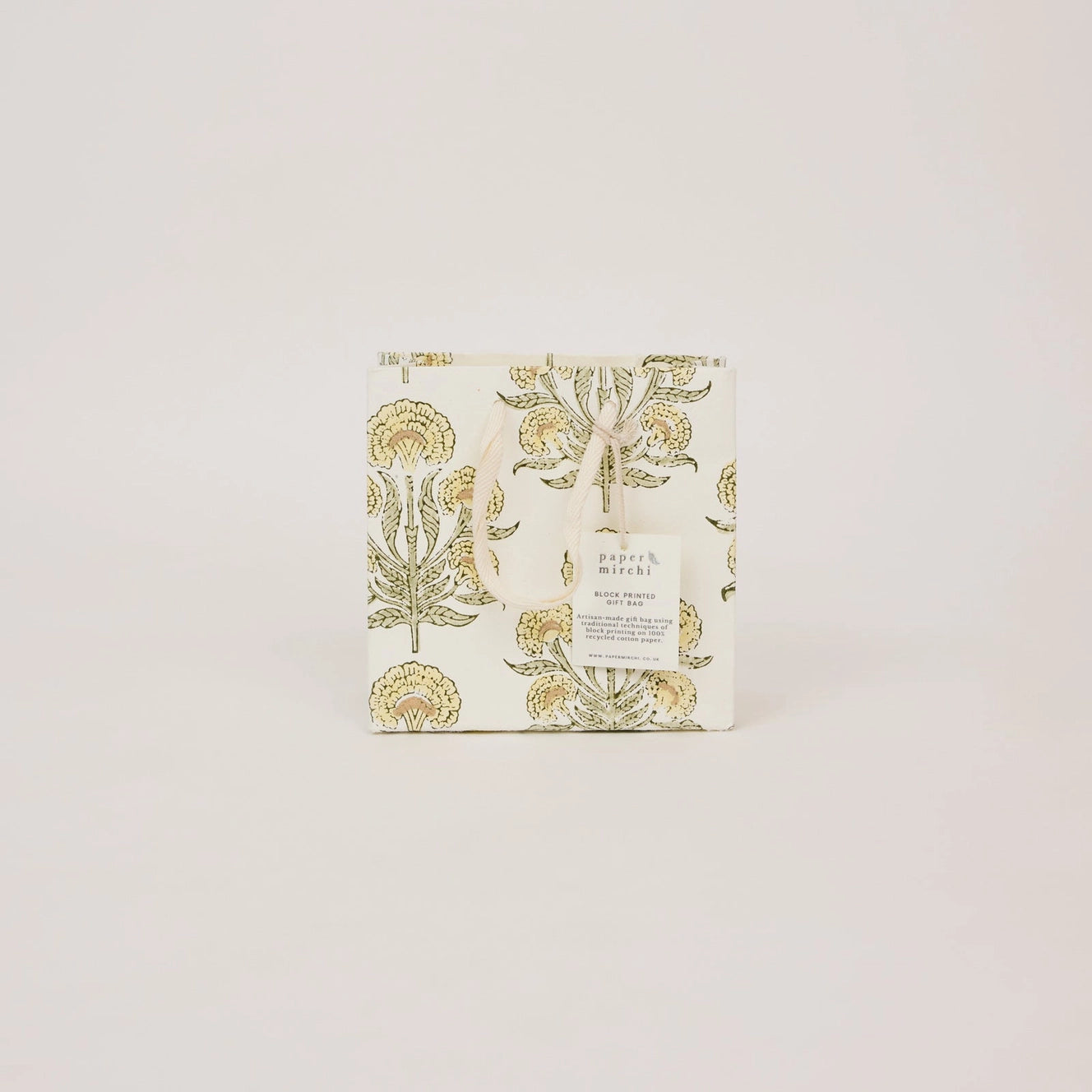 Block Printed Gift Bags | Buttercream | 3 Designs & 2 Sizes Available