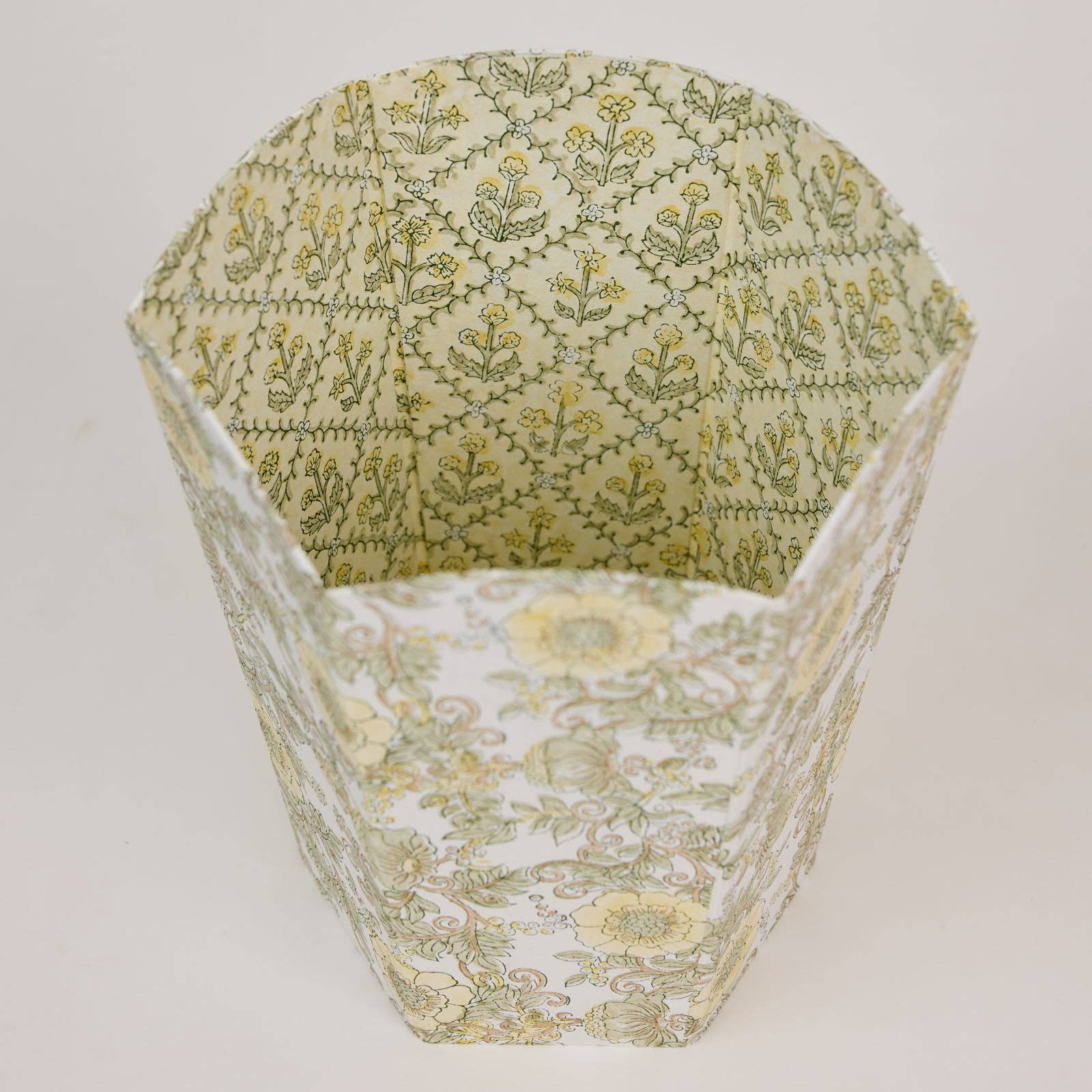 Block Printed Waste Paper Basket | Wild Rose Buttercream