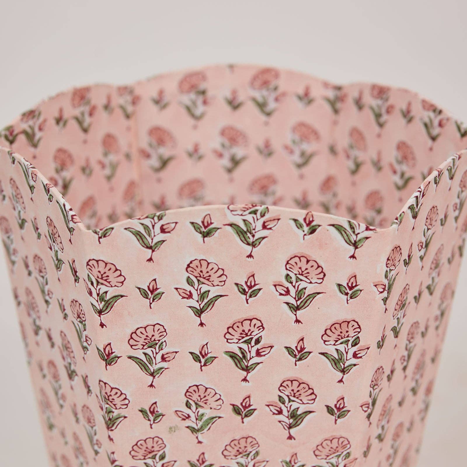 Block Printed Waste Paper Basket | Ditsy Floral Blush