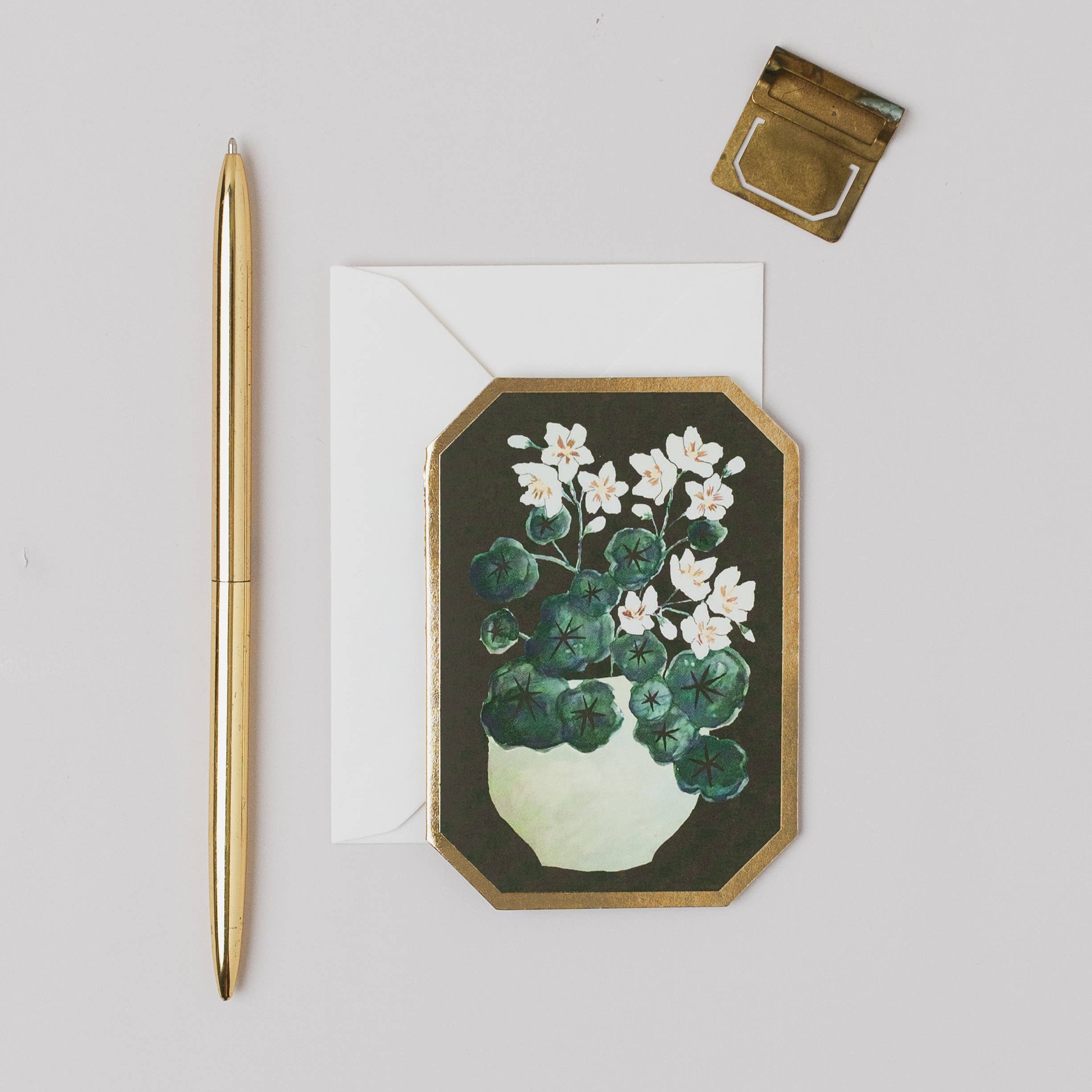 NASTURTIUM BOTANICAL DIE CUT MINI FLORAL CARD 