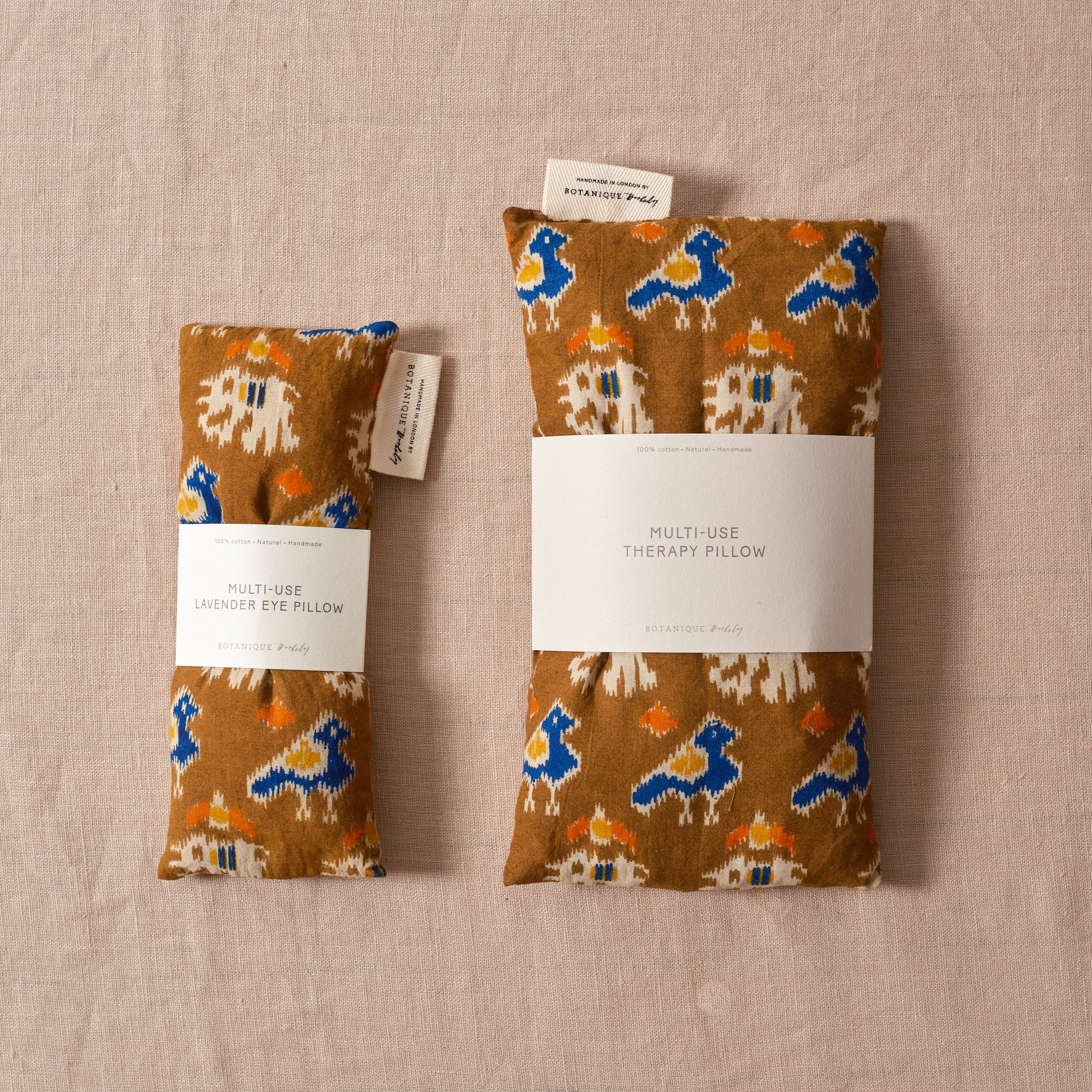 Multi-Use Lavender Therapy Pillow | Block Printed Bird Print