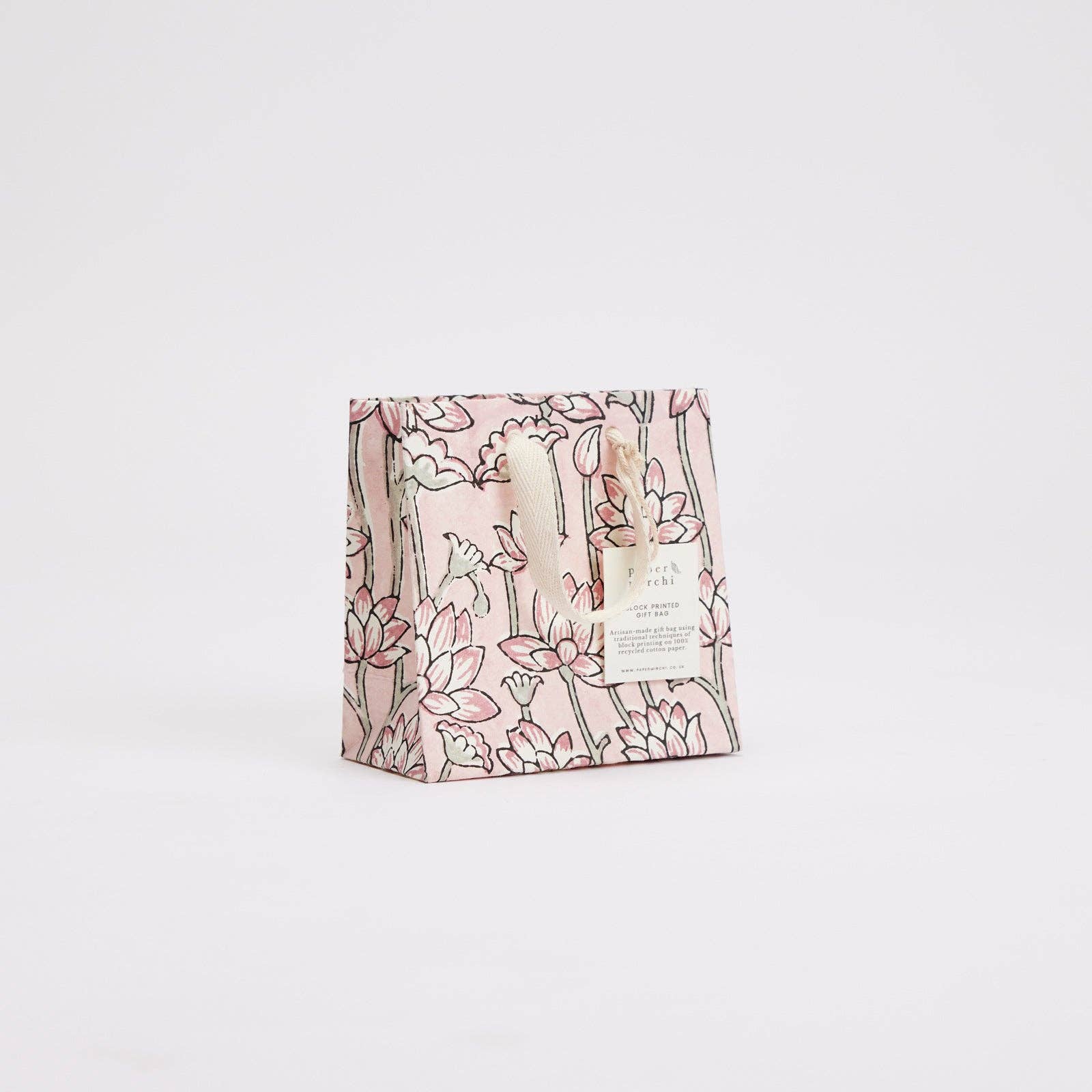 Block Printed Gift Bags | Pink Earth | 3 Designs Available| Small