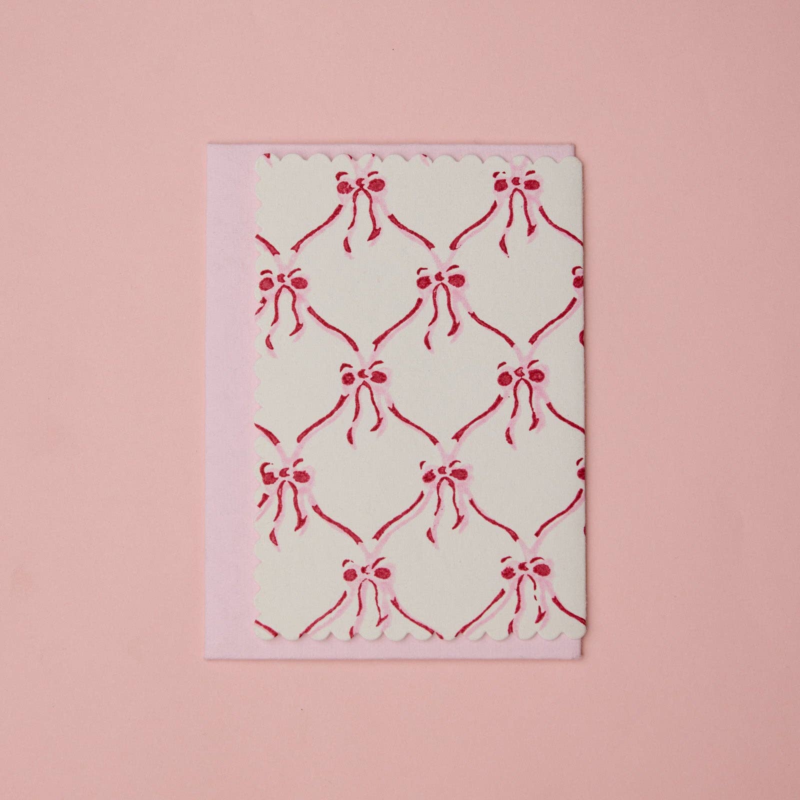 Block Printed Greeting Card | Bows Pink Sorbet