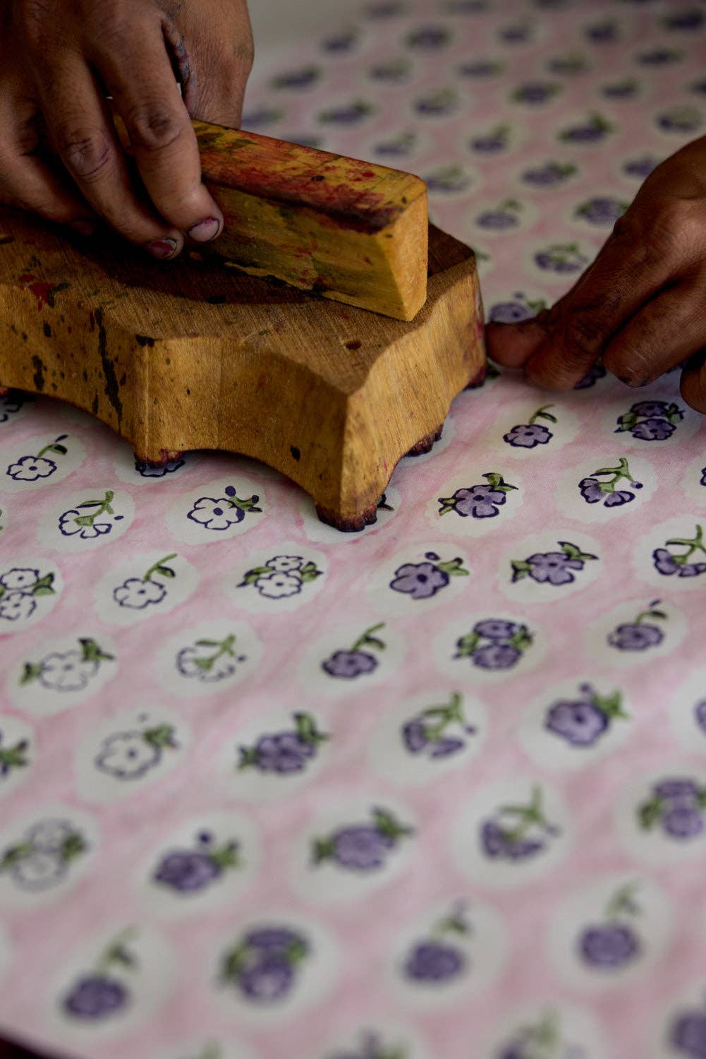 Block Printed Greeting Card | Scallop Tiles Violet Meringue