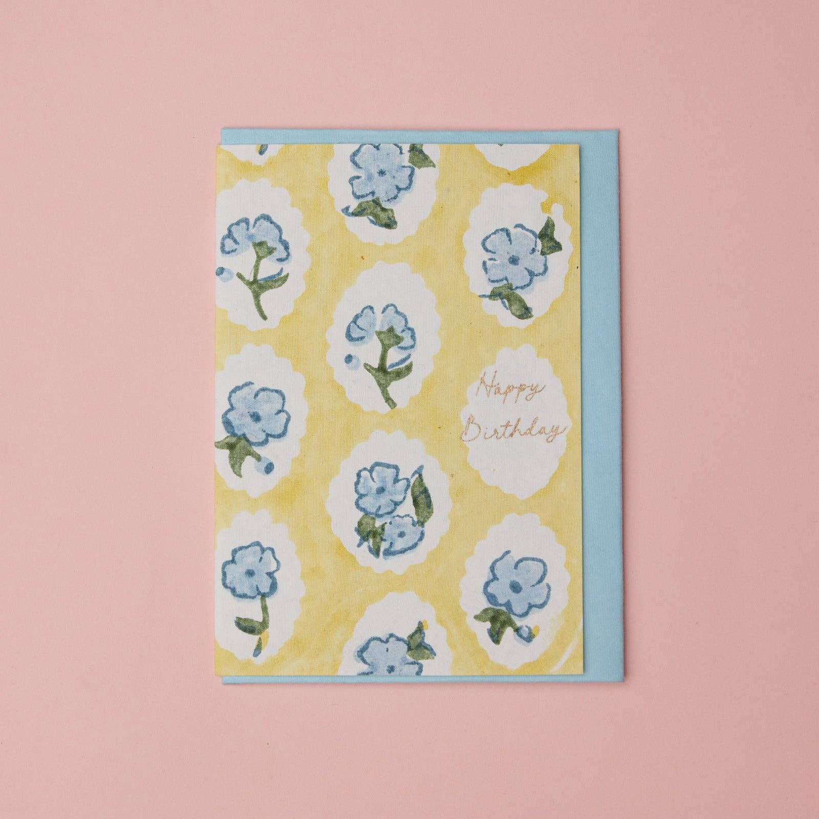 "Happy Birthday' Block Printed Greeting Card | Scallop Tiles Alaska