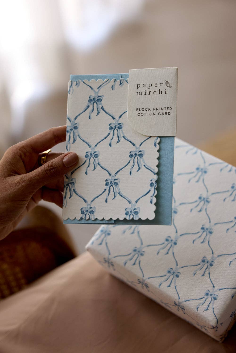 Block Printed Greeting Card | Bows Alaska